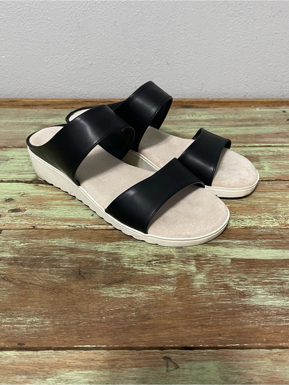 Kensie Endy Comfort Double Strap Sandals Black Casual Summer Womens 7